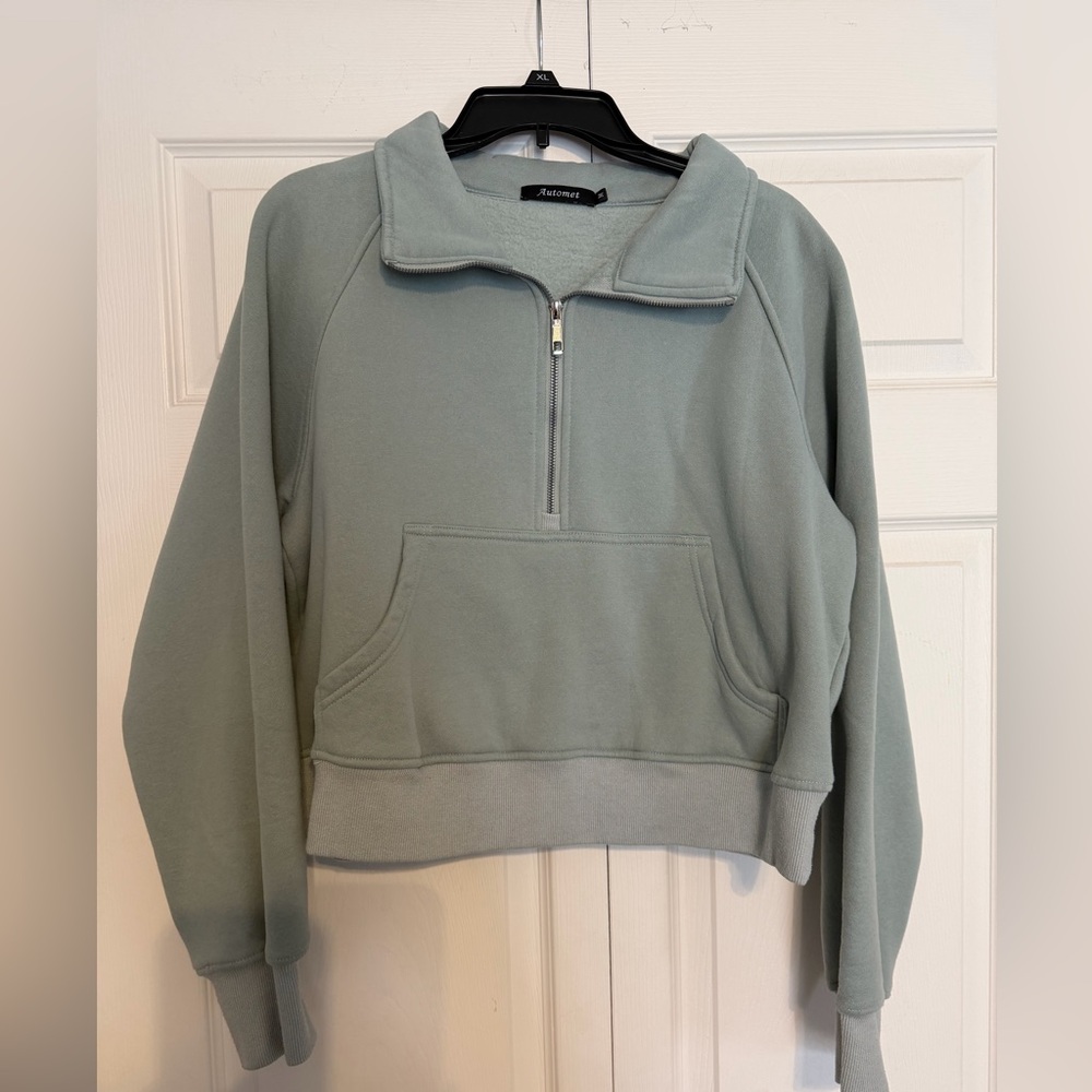 Light Blue Half-Zip Pullover Hoodie